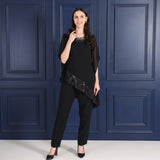 Women's Sequins Motifs Embellished Asymmetric Kurti Pant Set