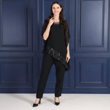 Women's Sequins Motifs Embellished Asymmetric Kurti Pant Set