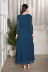 Elegant Frilled Ankle-Length Embellished Maxi  Dress