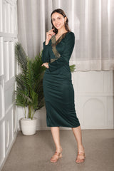 Sultry Sophistication Bodycon Maxi Olive Green Dress