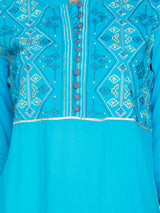 Women’s Embroidered Rayon Kurti Palazzo Dupatta Set | Elegant Ethnic Co-ord Set