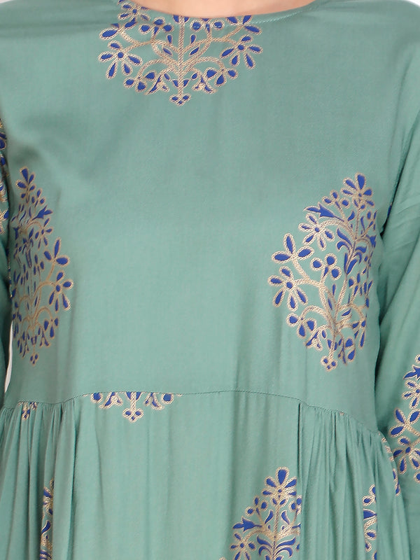 🌸 Women’s Ethnic Printed anarkali Kurti & Pant Set  with dupatta