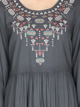 geometric embroided ethnic anarkali rayon kurti
