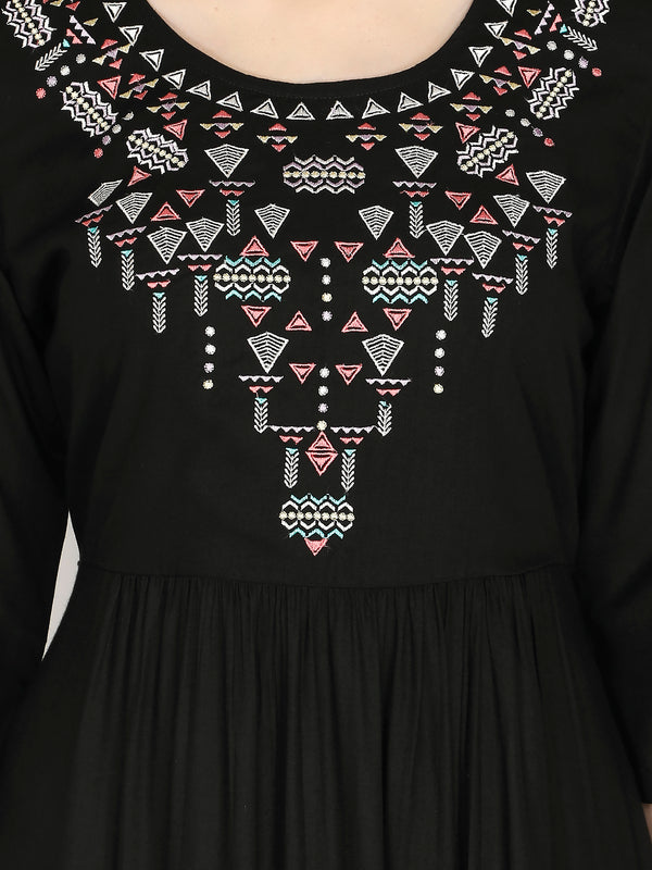 geometric embroided ethnic anarkali rayon kurti