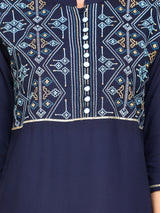 Women’s Geometric Embroidered Rayon Kurti Palazzo dupatta 3 pc Set