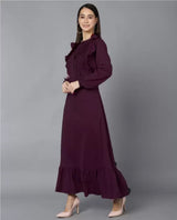 WOMEN PLEATED MAXI DRESS SHV 180 PURPLE