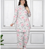 Floral Print Spandex Kurti Pant Co-Ord Set for Women | Stretchable & Stylish Ethnic Wear