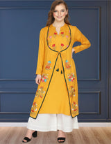 🌼 Women’s Ethnic Embroidered front slit Kurti & Palazzo Set