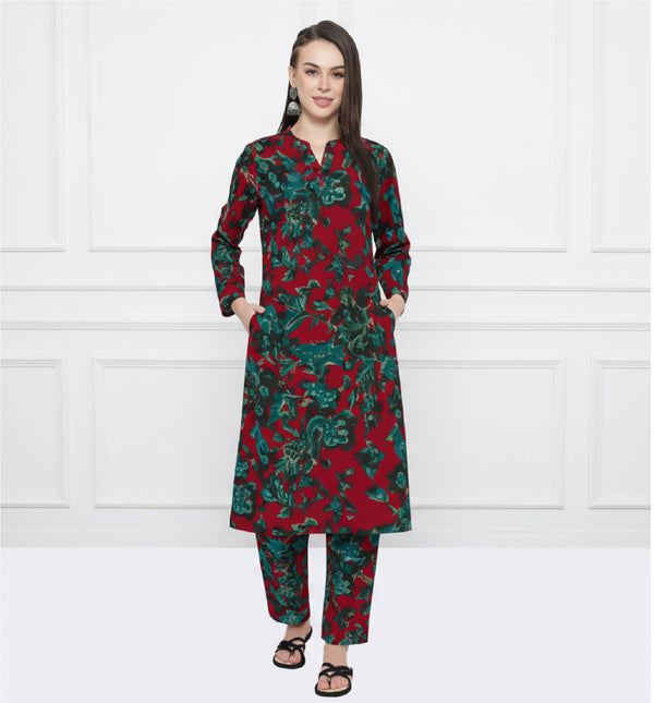 ✨ Printed Spandex Kurti Pant Co-Ord Set ✨