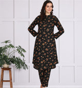 🌸 Floral Printed Spandex Kurti Pant Co-Ord Set 🌸
