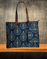 PEACOCK FEATHER PRINT TOTE BAG