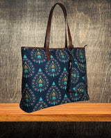 PEACOCK FEATHER PRINT TOTE BAG
