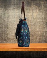 PEACOCK FEATHER PRINT TOTE BAG