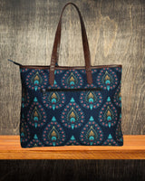 PEACOCK FEATHER PRINT TOTE BAG