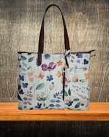WATER COLOUR FLORAL PRINT TOTE BAG