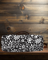 Monochrome Floral Print Canvas Tote Bag