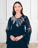 Women's Sequins Motifs Embellished Asymmetric Kurti Pant Set