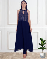 Women's Sequins Motifs Embellished Georgette Sleeveless Kurti Pant Set