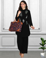 Women Sequins Motifs Embellished Asymmetric Kurti Pant Set