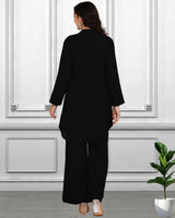 Women Sequins Motifs Embellished Asymmetric Kurti Pant Set