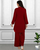 Women Sequins Motifs Embellished Asymmetric Kurti Pant Set