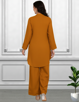 Women Sequins Motifs Embellished Asymmetric Kurti Pant Set