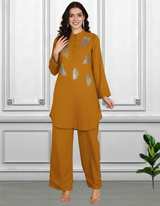 Women Sequins Motifs Embellished Asymmetric Kurti Pant Set