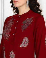 Women Sequins Motifs Embellished Asymmetric Kurti Pant Set