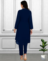 Women Sequins Motifs Embellished Asymmetric Kurti Pant Set