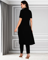 Women's Sequins Motifs Embellished Asymmetric Kurti Pant Set