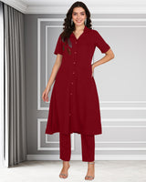 Women's Sequins Motifs Embellished Asymmetric Kurti Pant Set