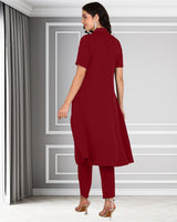 Women's Sequins Motifs Embellished Asymmetric Kurti Pant Set