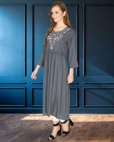 geometric embroided ethnic anarkali rayon kurti