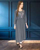 geometric embroided ethnic anarkali rayon kurti