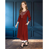 geometric embroided ethnic anarkali rayon kurti