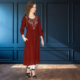 geometric embroided ethnic anarkali rayon kurti