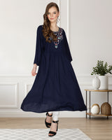 geometric embroided ethnic anarkali rayon kurti