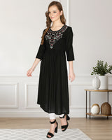 geometric embroided ethnic anarkali rayon kurti