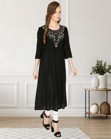 geometric embroided ethnic anarkali rayon kurti