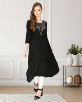 geometric embroided ethnic anarkali rayon kurti