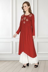🌼 Women’s Ethnic Embroidered Kurti & Palazzo Set