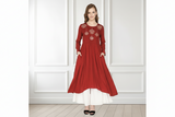 🌼 Women’s Ethnic Embroidered Kurti & Palazzo Set