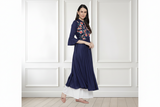 🌸 Ethnic Floral Embroidered Rayon Kurti Palazzo Set for Women