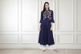 🌸 Ethnic Floral Embroidered Rayon Kurti Palazzo Set for Women
