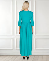 WOMEN FLORAL EMBROIDED KURTI  TURQUOISE