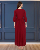 WOMEN FLORAL EMBROIDED KURTI SHV 29 MAROON