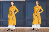 🌼 Women’s Ethnic Embroidered front slit Kurti & Palazzo Set