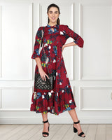 Elegant Floral Printed Crepe Dress