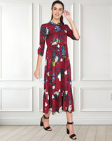 Elegant Floral Printed Crepe Dress