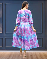 Ethereal Flow Marble Print Maxi Spandex Dress